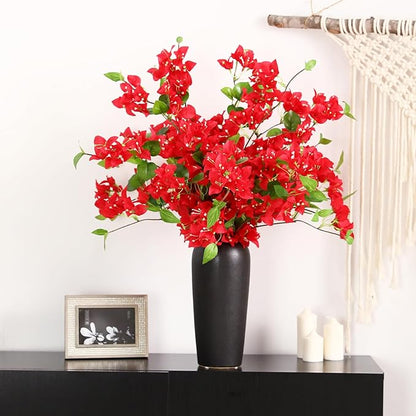 10PCS Bougainvillea Artificial Flowers 30" Silk Fake Bougainvillea Branches Faux Flowers Vines for Home，Garden，Wedding，Party，Indoor and Outdoor，Floral Arrangement and DIY Decor（red）