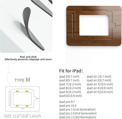 Bamboo Tablet Stand - Portable & Adjustable 5 Angles,Laptop Riser,Book Reading Stand,Compatible with 9.7/10.2/10.5/10.9/11 inches (Walnut Varnish)