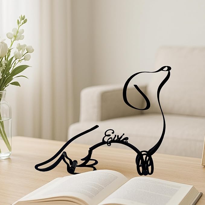 Personalized Devon Rex Cat Minimalist Sculpture, Custom Cats Name Metal Desk Decor, Decorative Home Aesthetic Table Sign Gifts For Officer, Friends, Animal Lover, Kids, Mom, Dad (Dachshund)