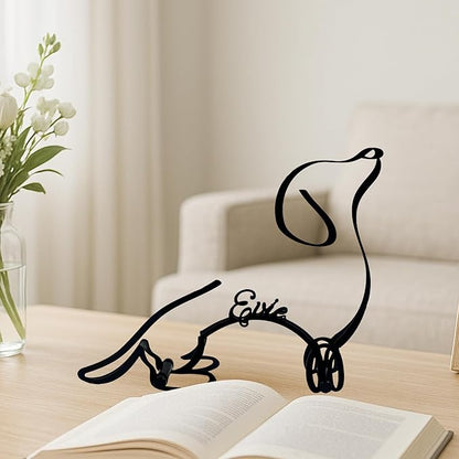 Personalized Devon Rex Cat Minimalist Sculpture, Custom Cats Name Metal Desk Decor, Decorative Home Aesthetic Table Sign Gifts For Officer, Friends, Animal Lover, Kids, Mom, Dad (Dachshund)