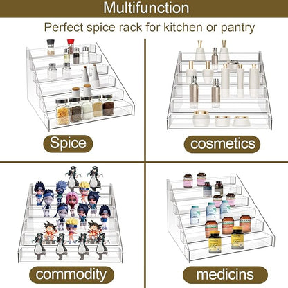 WUIVIUT Spice Rack Organizer For Cabinet, Acrylic Tier Spice Shelf Can Storage Organizer for Kitchen Pantry Countertop