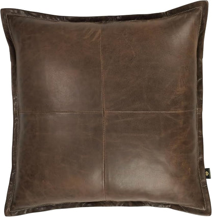 LL LEATHER LOVERS Lambskin Leather Pillow Cover - Sofa Cushion Case - Decorative Throw Covers for Living Room & Bedroom, 20x20 Inches - Chiku Brown Box Pack of 1