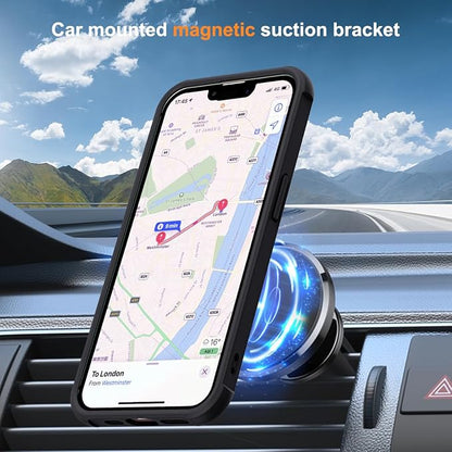 Compatible with iPhone 16E Case with Invisible Magnetic O-Ring Stand Military-Grade Translucent Case for iPhone 16E 6.1" 2025 [Compatible with Mag-Safe][Great Grip Feeling], Black