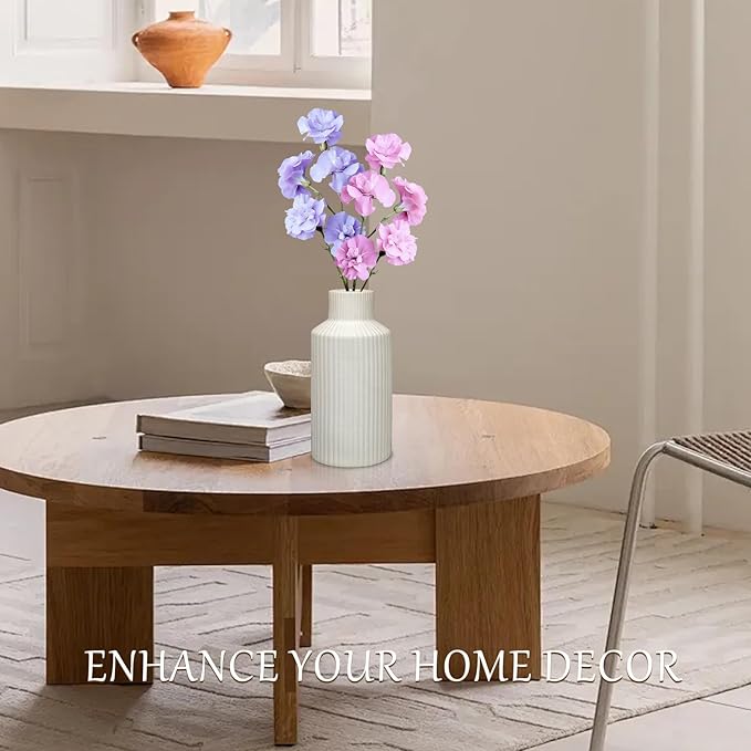 White Ceramic Vase, Modern Minimalist Matte Flower Vase, Boho Pampas Grass Vase, Small Vase for Home Decor Bedroom Shelf Kitchen Coffee Table Centerpiece(8 in)(White)