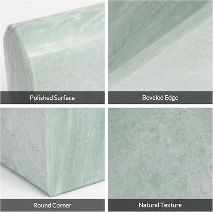 Luxury Marble Bookends for Shelves, 13LB Heavy Duty Marble Book Ends for Heavy Books, Stone Bookends Decorative, Polished, Light Green Arch, Set of 2