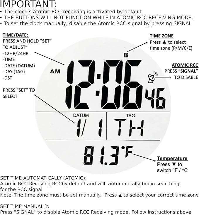 Sonnet Shower Clock for Bathroom and Kitchen - Large Digital Display Shows Time, Date, Day of The Week and Temperature. Large Suction Cups, Hanging Hole, and Kick Stand - Atomic Clock