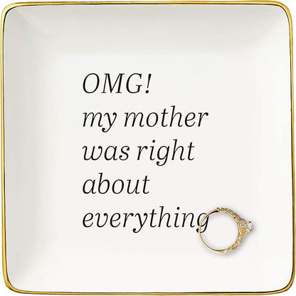 Meaningful Birthday Graduation New Year Christmas Gifts for Daughter,Daughter Gifts from Mom,Dad,Reminder Present,Motivational Encouraging Present,Ceramic Jewelry Tray Trinket Holder Ring Dish