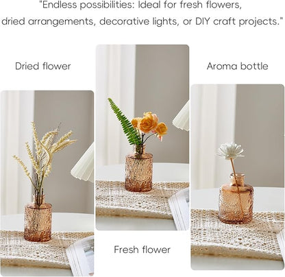 Glass Bud Vases Set of 32 - Amber Assorted Small Mini Glass Vases for Flowers, Crystal Vintage Vase Set, Bulk Centerpieces for Table Décor, Wedding, Home and Events (Amber, 32 Pcs)