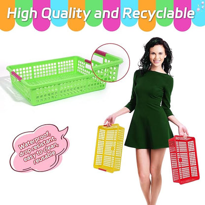 ZZYFGH 6 Pack Plastic Classroom Paper Organizers, Turn in Trays Classroom,Paper Trays for Classroom, Book Baskets for Library, Drawers, Office, Home(12.6 * 9.8 * 3.1in)