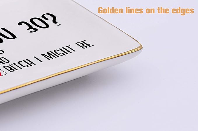 Is You 30? – Ceramic Jewelry Holder Ring Dish Trinket Tray – Funny 30th Birthday Gifts for Women Boss,Wife,Sisters,Bestie,Best Friends,Co-workers-Surprise Turning Thirty Present