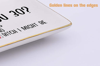 Is You 30? – Ceramic Jewelry Holder Ring Dish Trinket Tray – Funny 30th Birthday Gifts for Women Boss,Wife,Sisters,Bestie,Best Friends,Co-workers-Surprise Turning Thirty Present