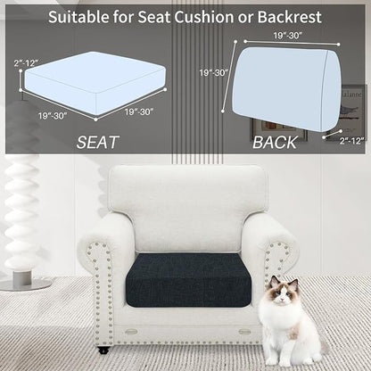 MAXIJIN Waterproof Couch Cushion Covers Stretch Sofa Seat Slipcovers Washable，Sectional Outdoor Cushion Covers with Elastic Bottom for Dogs Pets Kids (1 Pc Cushion Cover, Dark Gray)
