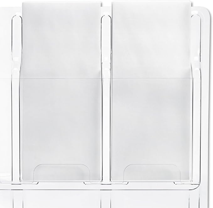 Safco Reveal Literature Rack, 24 Compartments Magazine Holder, Wall-Mounted Brochure Organizer, Acrylic, Clear