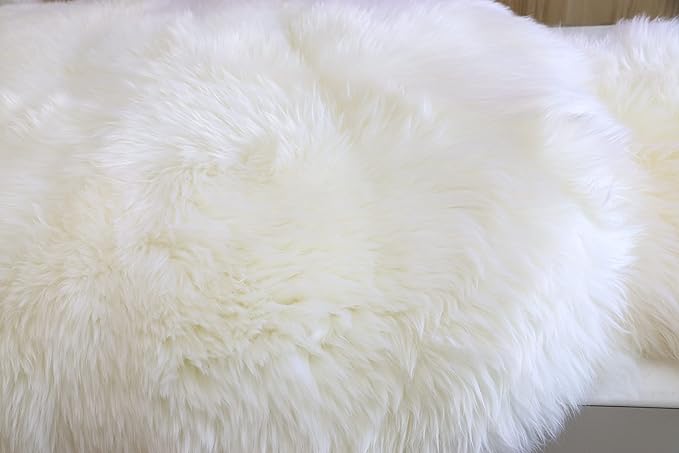Woolous Genuine New Zealand Sheepskin Double Pelt Rug - Handmade Sheep Skin Runner Rug, Soft Thick Natural Bedside Area Rug for Bedroom and Living Room Decor, 2x6 ft