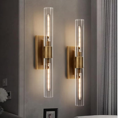 24.8" L Minimalist Style Wall Sconces Set of 2, Brass Wall Lights Fixtures Morden Cylinder Wall Light for Bathroom Vanity Light Indoor Wall Mounted Lamps for Living Room,Bedroom,Hallway