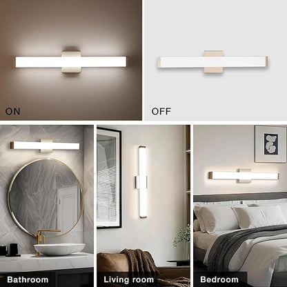 Bathroom Vanity Light Brushed Nickel Square LED 24 inch 14W 4000K Natural White Light Wall Bar Lighting Fixtures Over Mirror