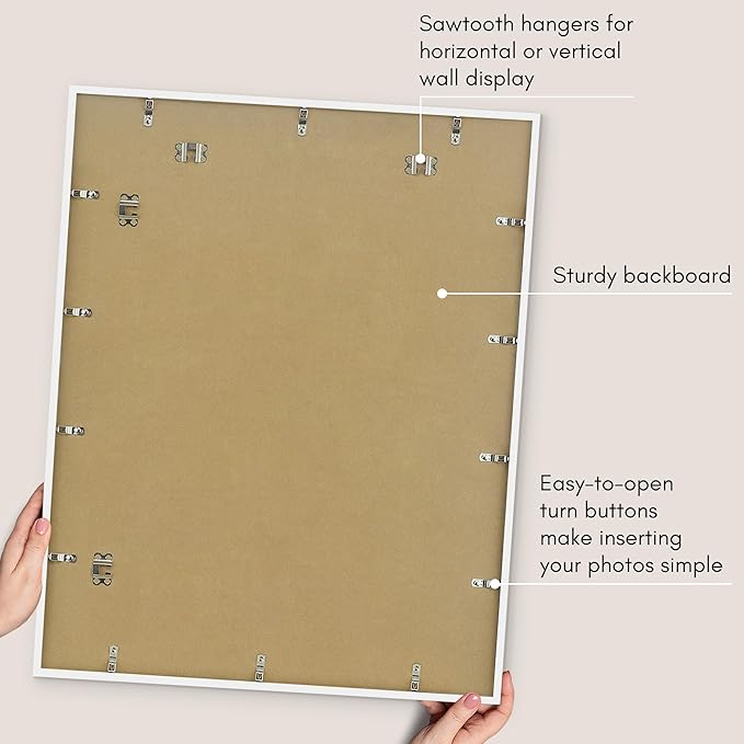 Americanflat 26x32 Picture Frame with Polished Plexiglass - Use as 22x28 Frame with Mat or Display 26x32 Photo Without Mat - Streamline Collection - Thin Border Picture Frames for Wall - White