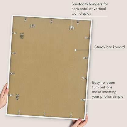 Americanflat 26x32 Picture Frame with Polished Plexiglass - Use as 22x28 Frame with Mat or Display 26x32 Photo Without Mat - Streamline Collection - Thin Border Picture Frames for Wall - White