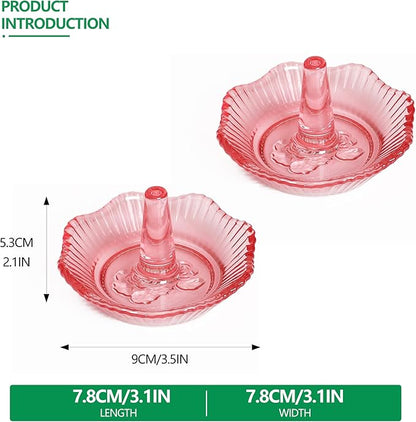Jewelry Tray Set of 2 Crystal Trinket Dish Flower-shaped Ring Holder Elegant Tray Decor for Christmas, Birthday, Wedding, Engagement (3.5in)