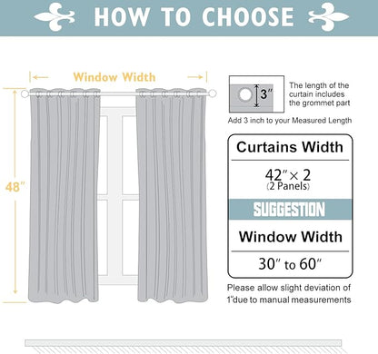 ChrisDowa Blackout Curtains 48 inches Long for Bedroom - 2 Panels Set Grommet Thermal Insulated Room Darkening Curtains for Living Room (Aqua, 42 x 48 Inch)