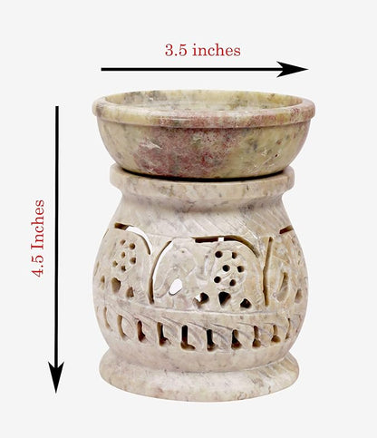 Thanksgiving Day Gifts Hand Carved Soapstone Essential Oil Burner Diffuser with Tea Light Holder Aromatherapy | Aroma Diffuser for Spa, Yoga, Meditation (Elephant)
