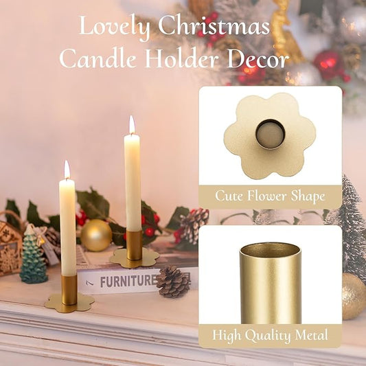 Candlestick Holders Taper Candle Holders: 6Pcs Gold Candlestick Holder Table Brass Candlestick Holders Candle Sticks Holder Decor Home Flower Candle Holder Wedding Cute Small Candle Holders