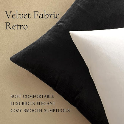 MIULEE Velvet Throw Pillow Covers 18x18 Inch, Pack of 2 - Black, Super Soft Decorative Square Cushion Cases Modern Luxury Home Decor for Sofa, Couch, Bed, Chair,Livingroom