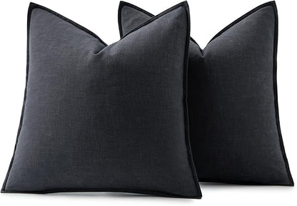 MIULEE Decorative Linen Pillow Covers 20x20 Inch Dark Gray Boho Farmhouse Neutral Couch Throw Pillows for Bed Pack of 2 Accent Modern Pillowcase Sofa Livingroom Home Decor
