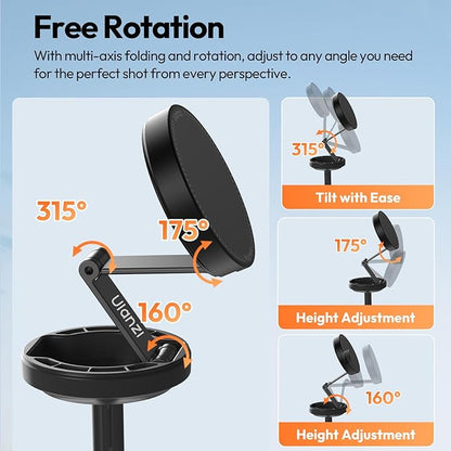 ULANZI Magnetic Phone Tripod, MT85 Auto Open Tripod with Enhanced 4-Leg, 60'' Selfie Stick Extendable Phone Stand, for Content Creation/Vlog, Compatible with iPhone 17/16/15/14/13/12 (Black)