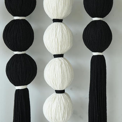 IOWER Large Macrame Wall Hanging Macrame Wall Decor Black and White Sphericity Cotton Textile Wall Hanging Boho Wall Decor Art Fiber Yarn Art Handmade 39" Wx39 L