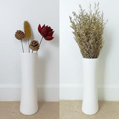 12Inch Tall White Ceramic Flower Vase,Home Decor White Vases for Pampas Grass,Textured Modern Vases for Living Room Decorations,Shelf,Table Centerpieces,Farmhouse Small Ceramic Vase