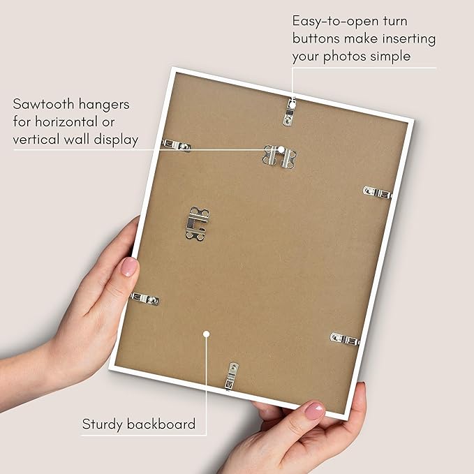 Americanflat 11x14 Picture Frame with Shatter-resistant Glass - Use as 8x11 Frame with Mat or Display 11x14 Photo Without Mat - Streamline Collection - Thin Border Picture Frames for Wall - White