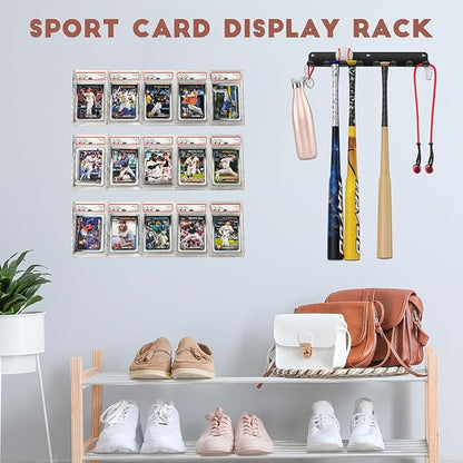 6 Pack Sport Card Display Shelf for Wall - Hold Up to 30 Trading Cards, Acrylic Sport Card Display Rack for PSA SGC BGS Graded Trading Slabs