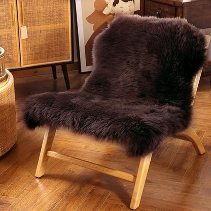 Premium Genuine Fur Sheepskin Rug Real Australia Sheepskin Natural Luxury Fluffy Lambskin Fur Area Rug Seat Covers for Kids Bedroom Sofa Chair Cover (Mocha, 2ft x 3ft)