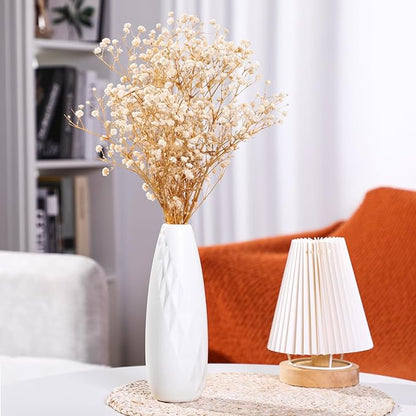 10 Pack Composite Plastic Flower Vases Bulk White Small Tall Conic Floral Vases for Centerpieces Unbreakable Bud Vase for Wedding Party Living Room Decor (Elegant)