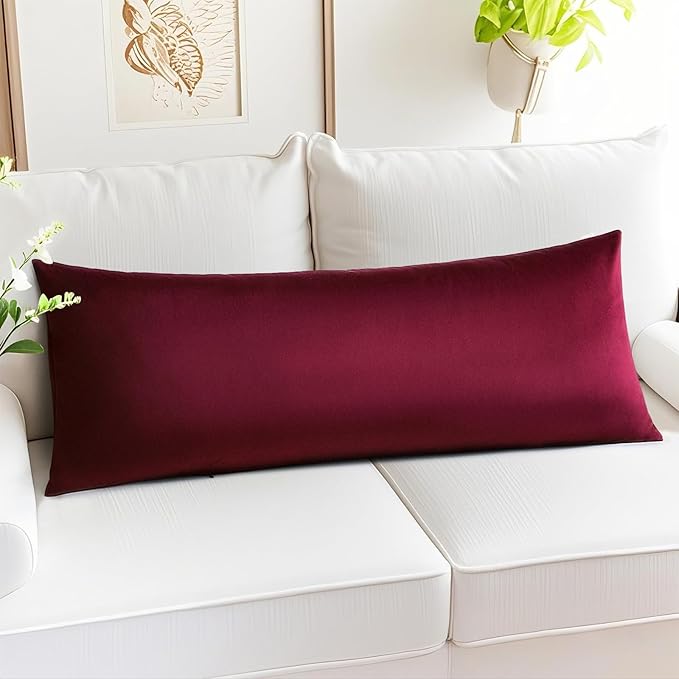 Artscope Luxury Velvet Lumbar Pillow Cover Super Soft Decorative Rectangle Throw Pillow Covers Case Cushion Covers for Sofa Couch Bedroom Car Decor 14x36 Inch Wine Red