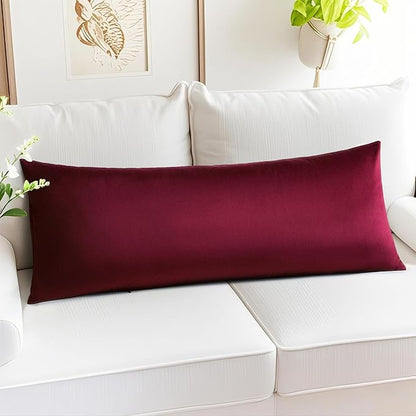 Artscope Luxury Velvet Lumbar Pillow Cover Super Soft Decorative Rectangle Throw Pillow Covers Case Cushion Covers for Sofa Couch Bedroom Car Decor 14x36 Inch Wine Red