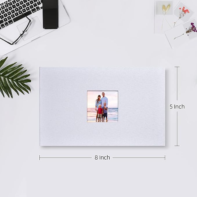Mublalbum Small Photo Album 4x6 100 Photos Linen Cover Picture Book with Horizontal Pockets for Wedding Family Anniversary and Baby (White)
