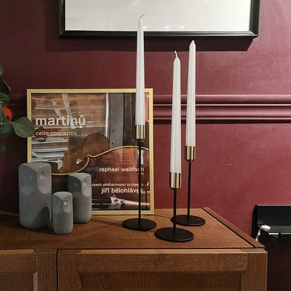 Candle Holders,Set of 6 Candlestick Holders for Taper Candles, Brass Gold Black Modern Decorative Candle Stick Holder for Table, Mantel, Wedding, Dinning, Party(Candles are not Included)