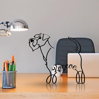 Schnauzer Dog Metal Desk, Custom Schnauzer Dog Minimalist Metal Table Sign Decor With Name, Pet Lover Sculpture Statue