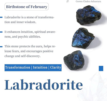 SUNYIK Natural Labradorite Ball Sphere with Resin Stand Polished Crystal Sphere Stone Figurine Decor for Home Office Tabletop, 2-2.3"(51-60mm)
