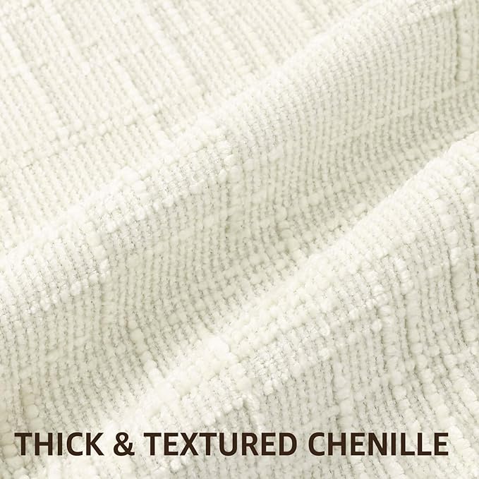 decorUhome Christmas Cream White Chenille Throw Pillow Covers 22x22 Set of 2 Thick Textured Slubby Couch Pillow Covers Farmhouse Accent Modern Neutral Decorative Pillow Cases for Bed Sofa Living Room