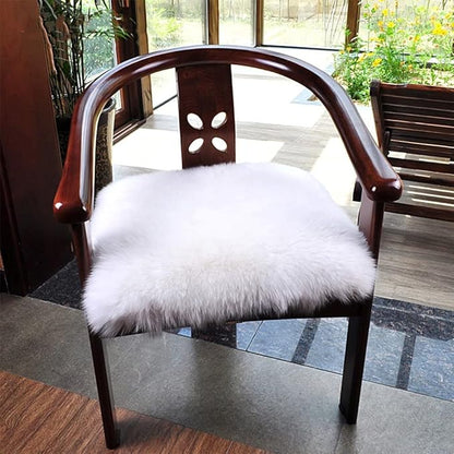 Softlife White Faux Fur Sheepskin Chair Cover 6 PCs Seat Cushion Pad Super Soft Area Rugs for Living Bedroom Sofa Dorm (1.6ft x 1.6ft)
