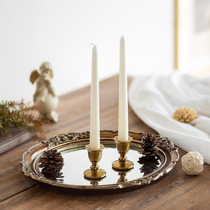 Vintage Candlestick Candle Holders Brass - Romadedi Taper Gold Candle Stick Victorian Style for Table Centerpiece Wedding Reception Festive Christmas Mantel Decoration or Home Decor Set of 6