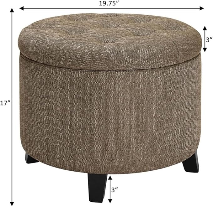 Convenience Concepts Designs4Comfort Storage Ottoman, Sandstone Fabric