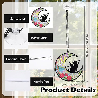 Cat Memorial Suncatcher for Window Ornament, Pet Sympathy Gift to Memorialize The Loss, Angel Cat Sun Catchers with Personalized Decorations