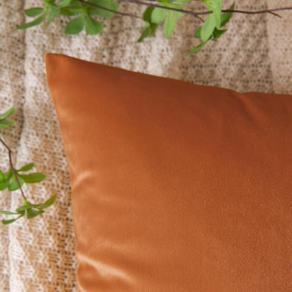 EMEMA Fall Orange Velvet Throw Pillow Covers 20x20 Inch Set of 2 Decorative Square Pillowcase Soft Solid Cushion Case for Couch Sofa Bed Bedroom Livingroom