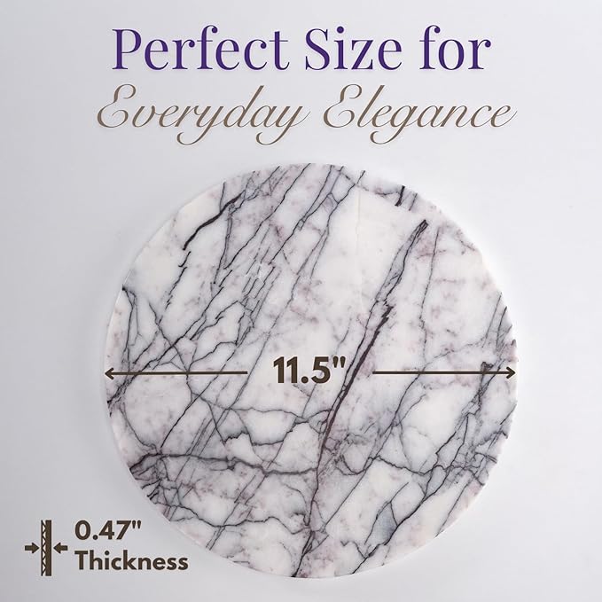 Handcrafted Marble Tray – Bathroom Counter Organizer, Jewelry Tray, Perfume Organizer & Decorative Tray for Vanity Accessories, Coffee Table Decor & Bathroom Countertop, Stone Trays (Round, Leilac)