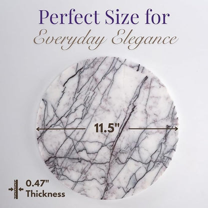 Handcrafted Marble Tray – Bathroom Counter Organizer, Jewelry Tray, Perfume Organizer & Decorative Tray for Vanity Accessories, Coffee Table Decor & Bathroom Countertop, Stone Trays (Round, Leilac)