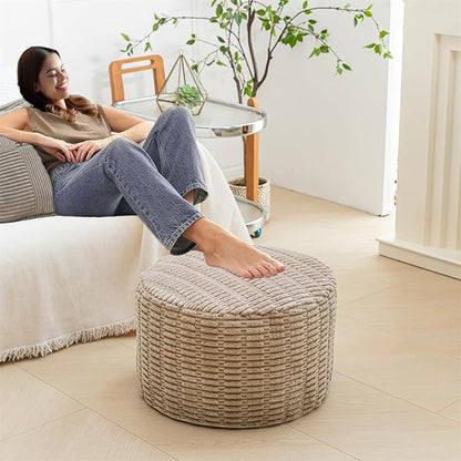 Asuprui Pouf Ottoman Stuffed Round Modern Foam Filled Ottoman Foot Rest Poufs for Living Room Chair Decorative Boho Foot Stool for Wedding Christmas Party